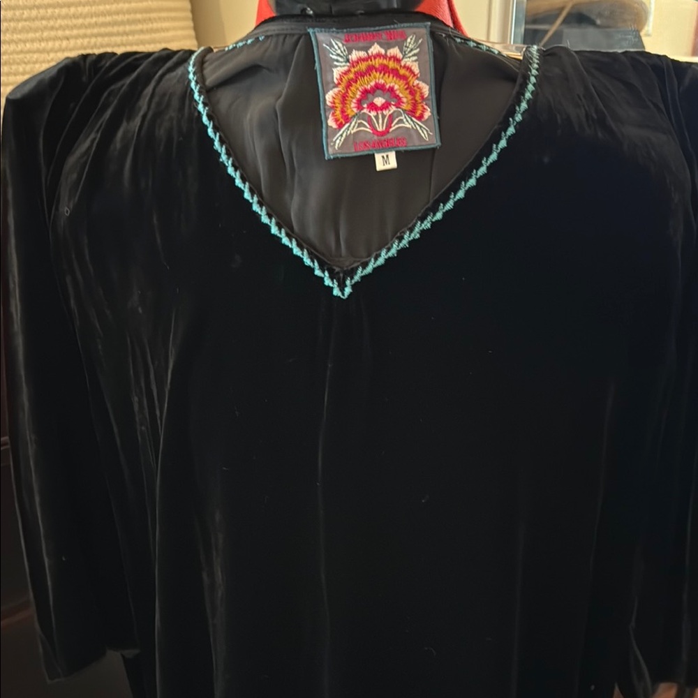 Black Velvet Dress with Embroidered Detail